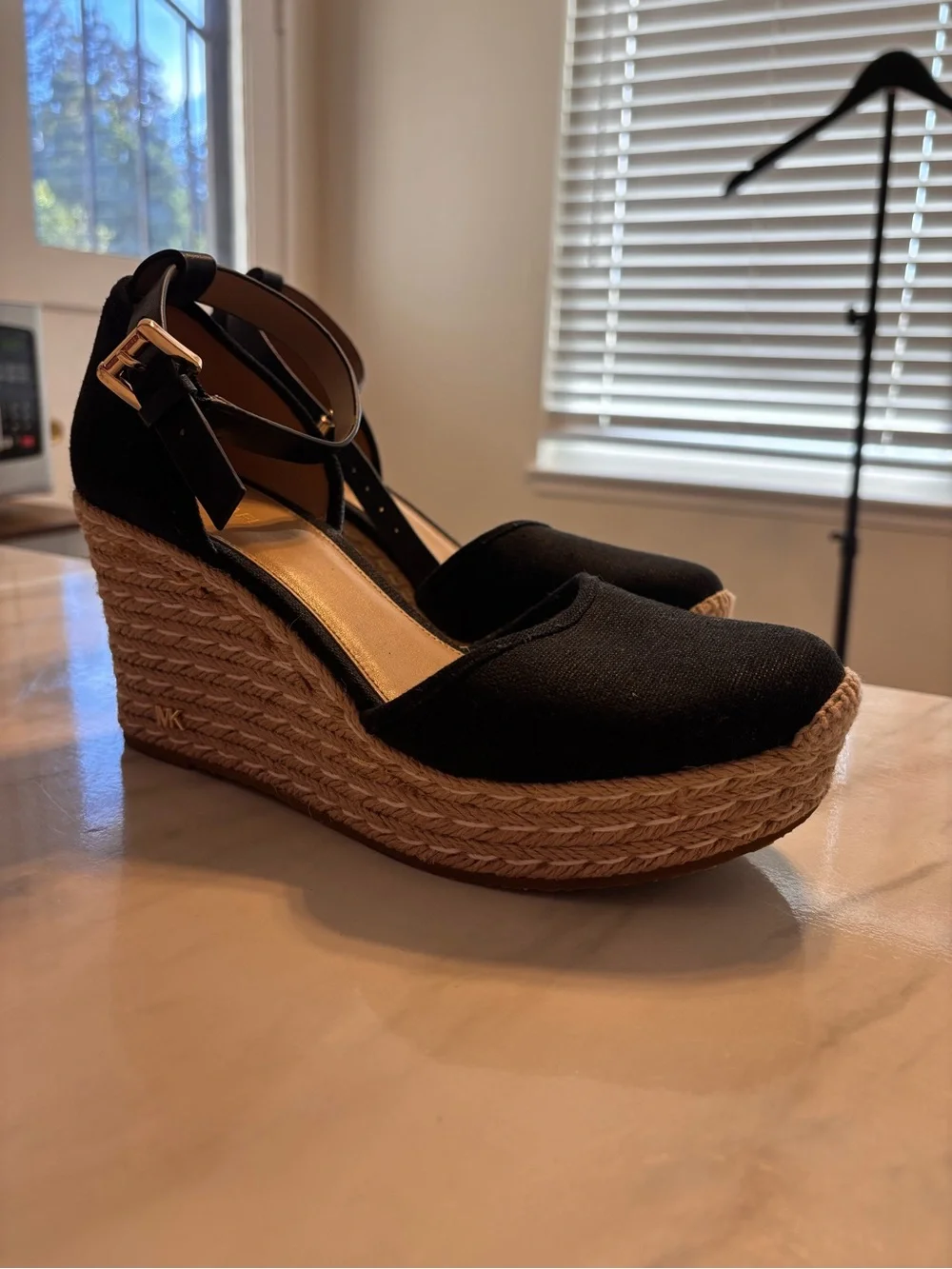 Michael Kors Black Espadrille Wedge Sandals – Ankle Strap Platform Heels